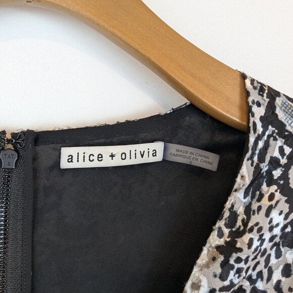 Alice+Olivia Coco Burnout Midi Crepe de Chine Silk Dress, Sz 0 - Picture 8 of 9